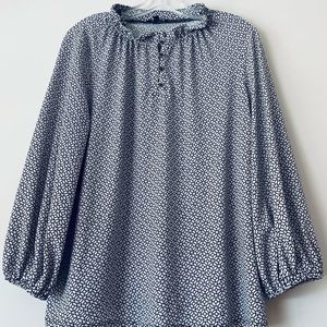 Adrianna Papell Ruffled Neck Long Sleeve Top Women Size L